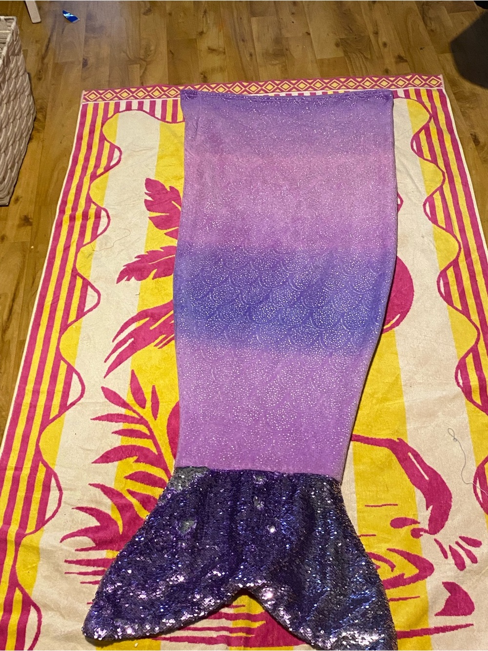 Mermaid tail sequin blanket